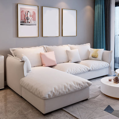 Modern Square Arm Sofa & Chaise, Loose Back Linen Sofa - 70.87" D