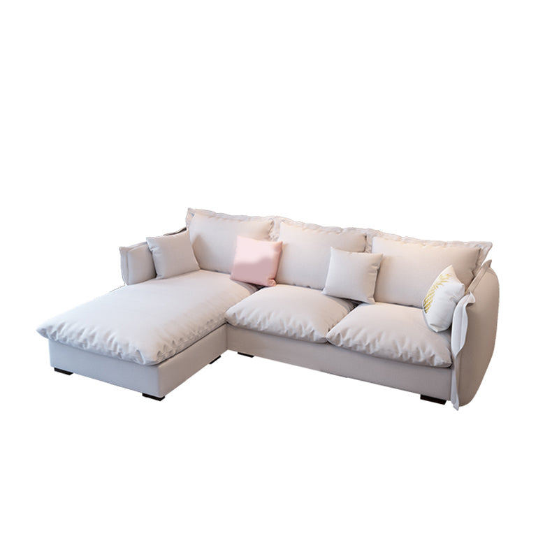 Modern Square Arm Sofa & Chaise, Loose Back Linen Sofa - 70.87" D