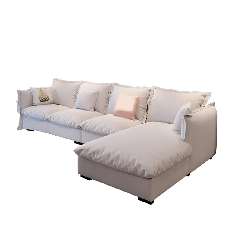 Modern Square Arm Sofa & Chaise, Loose Back Linen Sofa - 70.87" D