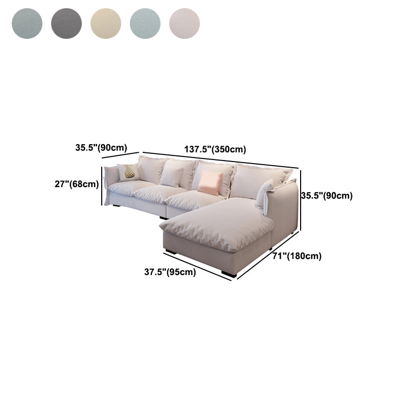 Sofá y chaise de brazo cuadrado, sofá de lino en la parte posterior suelta - 70.87 "D