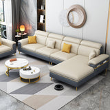 35.4 "H Faux Leather Pillow Top Arm Sofa & Chaise voor woonkamer