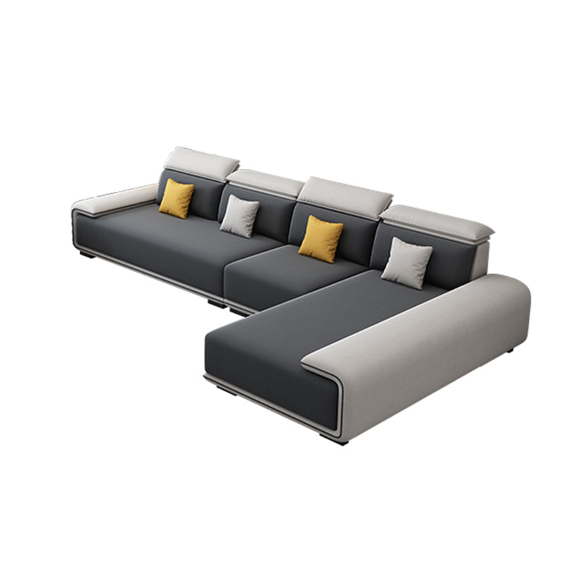 30.3"H Modern Faux Leather Square Arm Sofa & Chaise for Living Room Clearhalo 'furn' 'furn_sectionals' 'Furniture' 'Living Room Furniture' 'Sectionals' 5218214