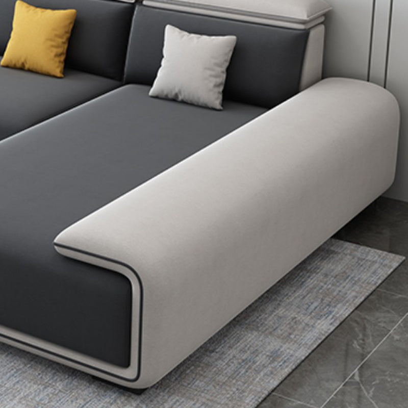 30.3"H Modern Faux Leather Square Arm Sofa & Chaise for Living Room Clearhalo 'furn' 'furn_sectionals' 'Furniture' 'Living Room Furniture' 'Sectionals' 5218216