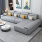 30.3"H Modern Faux Leather Square Arm Sofa & Chaise for Living Room Light Gray Right Clearhalo 'furn' 'furn_sectionals' 'Furniture' 'Living Room Furniture' 'Sectionals' 5218217