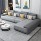 30.3"H Modern Faux Leather Square Arm Sofa & Chaise for Living Room Grey Right Clearhalo 'furn' 'furn_sectionals' 'Furniture' 'Living Room Furniture' 'Sectionals' 5218219