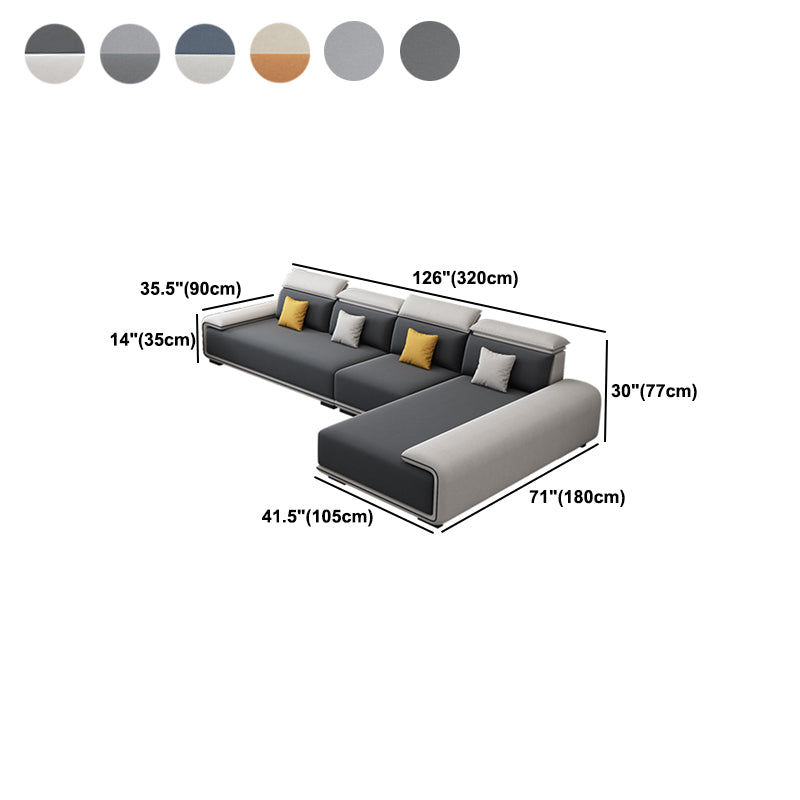 30.3"H Modern Faux Leather Square Arm Sofa & Chaise for Living Room Clearhalo 'furn' 'furn_sectionals' 'Furniture' 'Living Room Furniture' 'Sectionals' 5218226