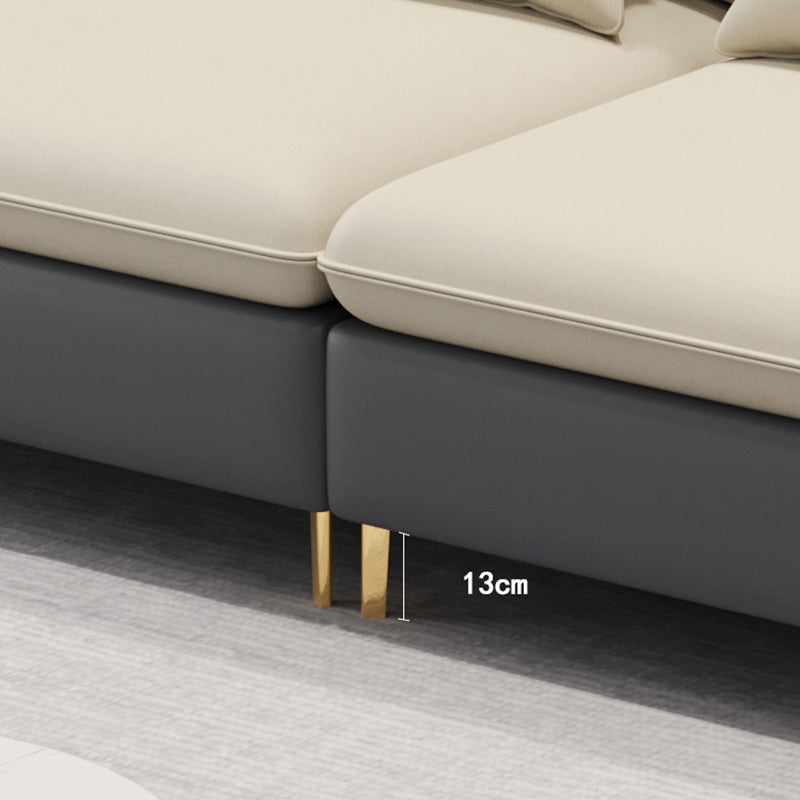 106.3 "W X 62.3" D X 35.4 "divano a braccio quadrato H, divano posteriore in pelle in finto sciolto