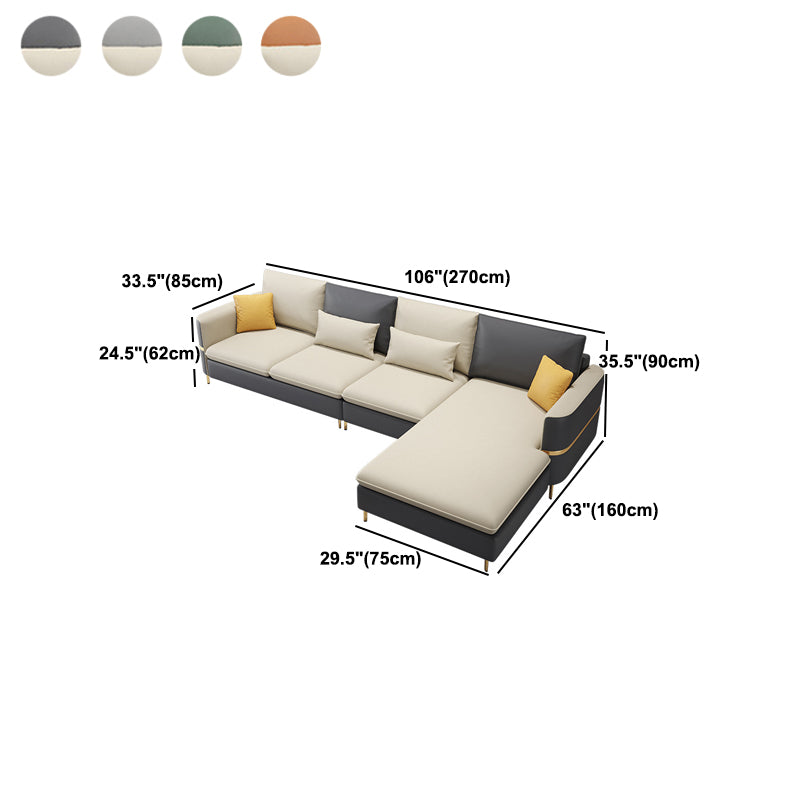 106.3 "W X 62.3" D X 35.4 "divano a braccio quadrato H, divano posteriore in pelle in finto sciolto