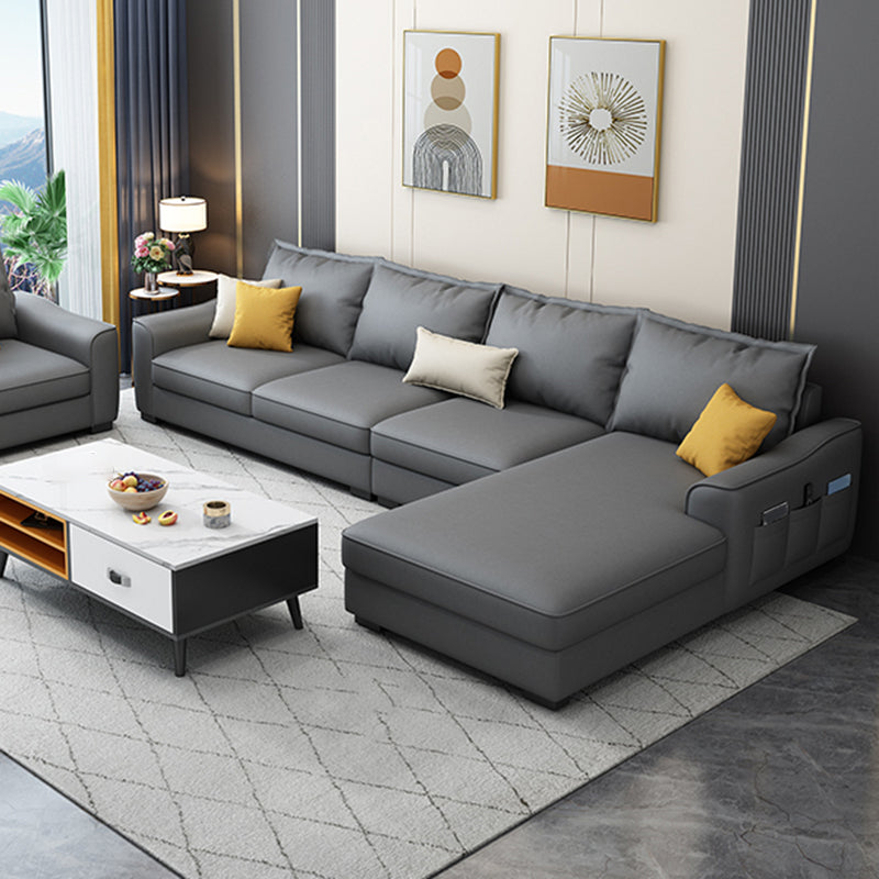 35.4 "H Faux Leder ausgestattetem Armsofa & Chaise für Wohnzimmer