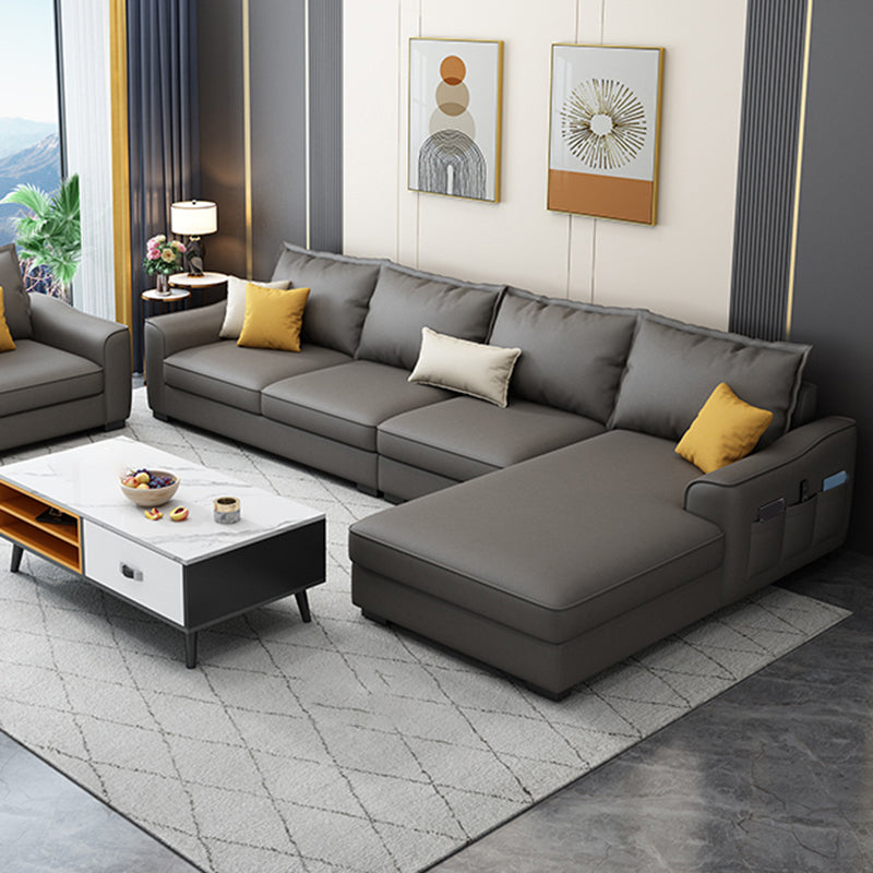 35.4 "H Faux Leder ausgestattetem Armsofa & Chaise für Wohnzimmer