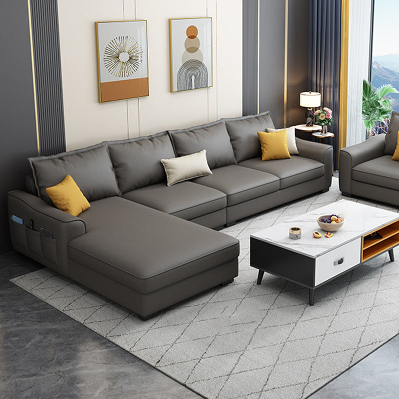 35.4 "H Faux Cuero Sofá y chaise para sala de estar