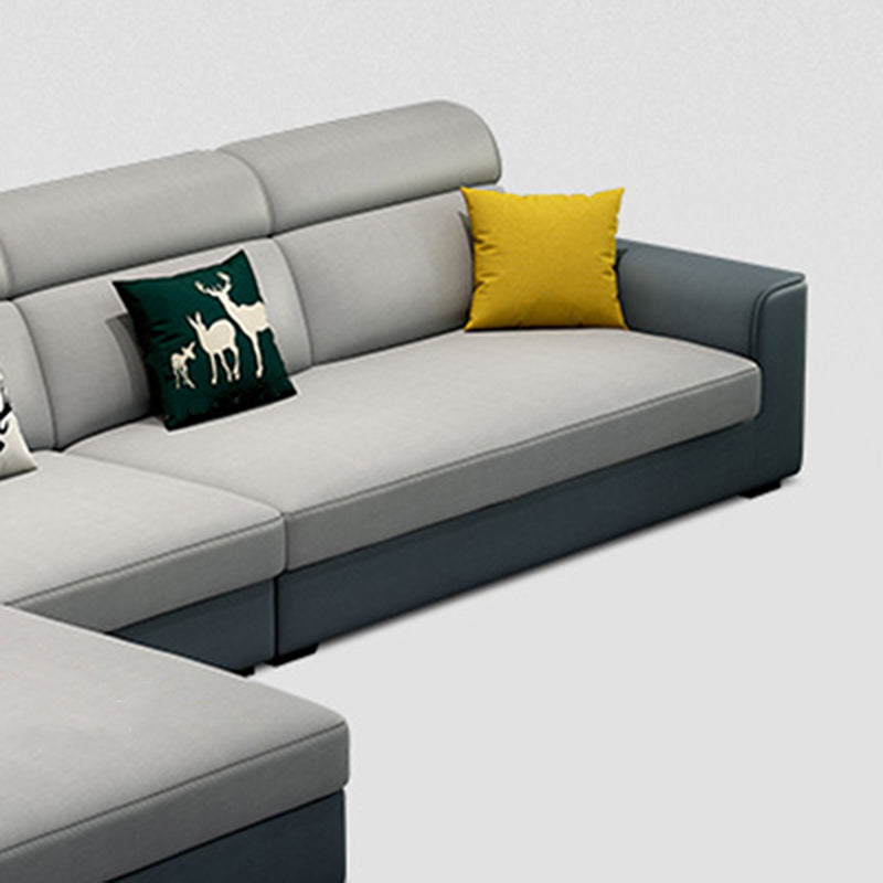 Sofá con mechones de almohada cosida trasera de cuero moderno de cuero sintético y chaise