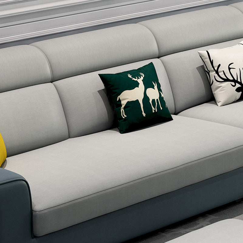 Sofá con mechones de almohada cosida trasera de cuero moderno de cuero sintético y chaise