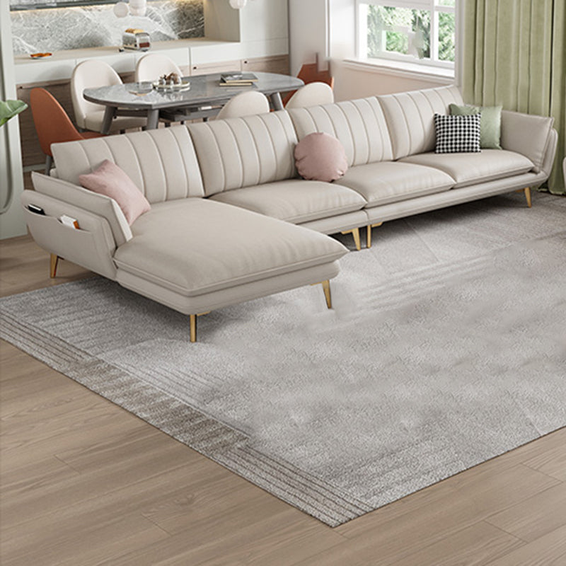 Scandinavian Faux Leather Sofa with Storage, Flared Arm Sofa with Pillows