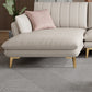 Scandinavian Faux Leather Sofa with Storage, Flared Arm Sofa with Pillows
