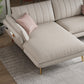 Scandinavian Faux Leather Sofa with Storage, Flared Arm Sofa with Pillows