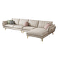 Scandinavian Faux Leather Sofa with Storage, Flared Arm Sofa with Pillows