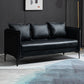 Square Arm  Sofa 25.59" D x 26.371" H Faux Leather Sofa for Living Room