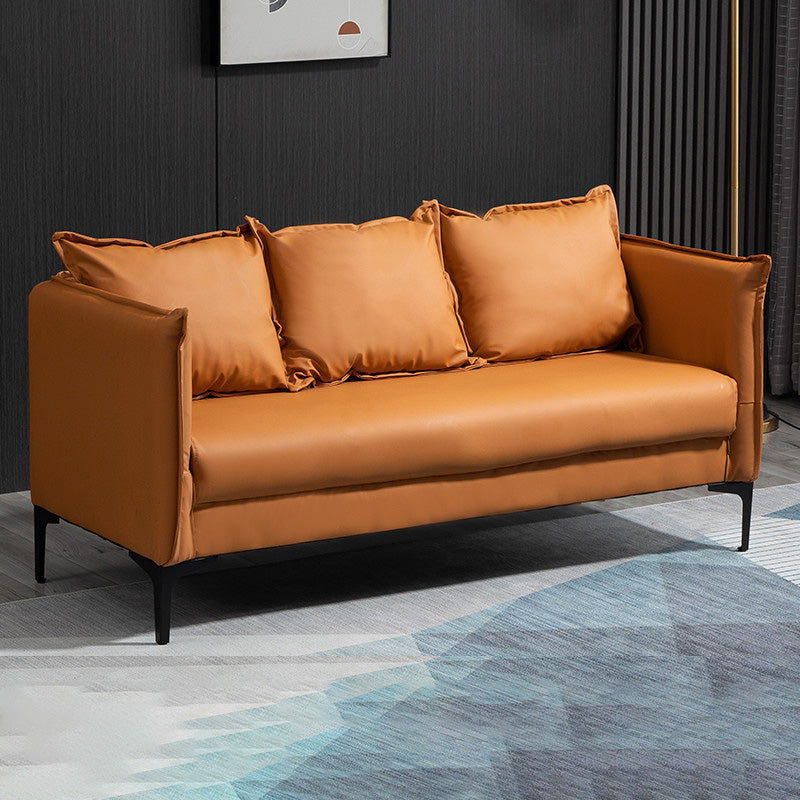 Square Arm  Sofa 25.59" D x 26.371" H Faux Leather Sofa for Living Room