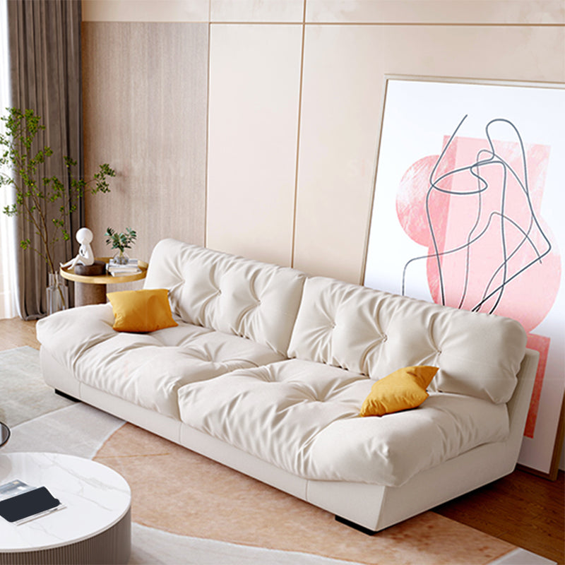 ベージュのコンテンポラリーフェイクレザー/スエードアームレス房のソファソファ