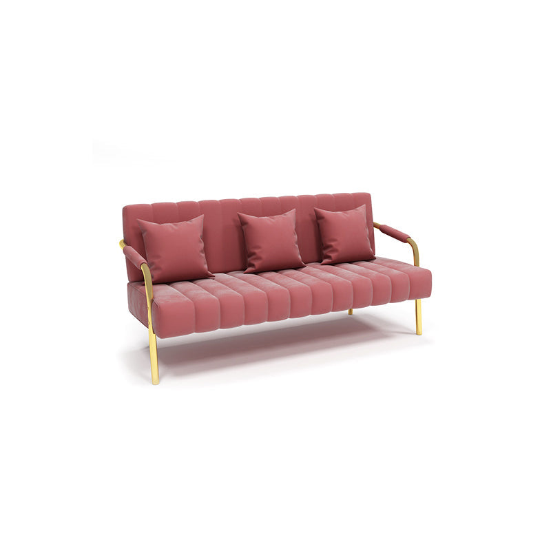 Velvet 3-seater Sofa with 3 Pillows and Pillow Top Arm for Apartment