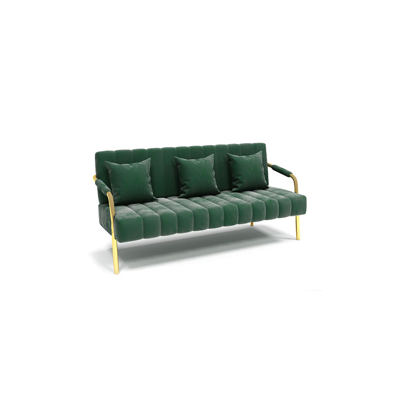 Velvet 3-seater Sofa with 3 Pillows and Pillow Top Arm for Apartment