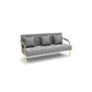 Velvet 3-seater Sofa with 3 Pillows and Pillow Top Arm for Apartment