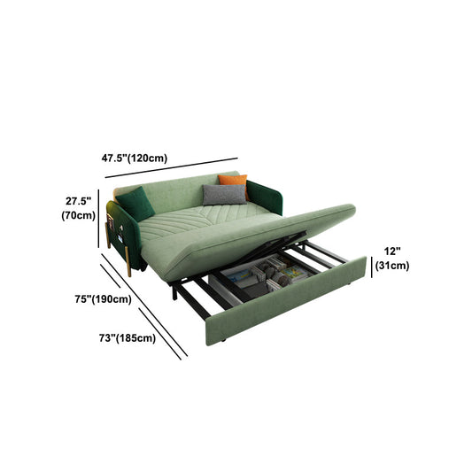 Velvet Contemporary Tight Back Square Arm Bed Sofa Couch in Green