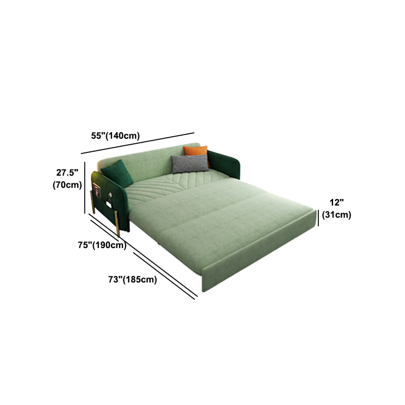 ベルベットコンテンポラリータイトバックスクエアアームベッドソファソファ緑