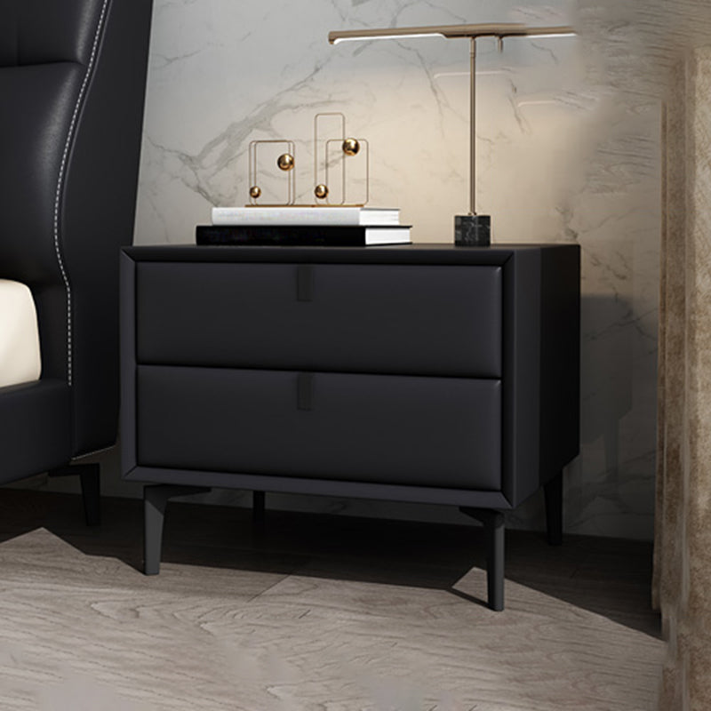 Table de chevet en bois ou table de fin, table de nuit de 18,5 "de haut avec 4 jambes et 2 tiroirs