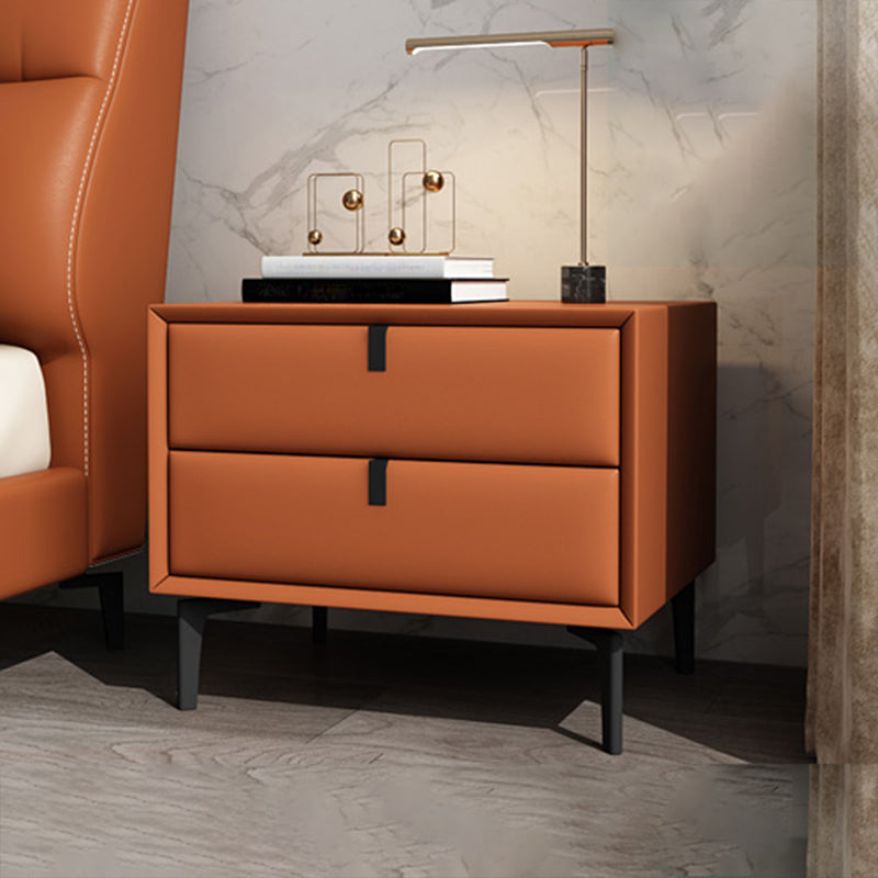 Table de chevet en bois ou table de fin, table de nuit de 18,5 "de haut avec 4 jambes et 2 tiroirs