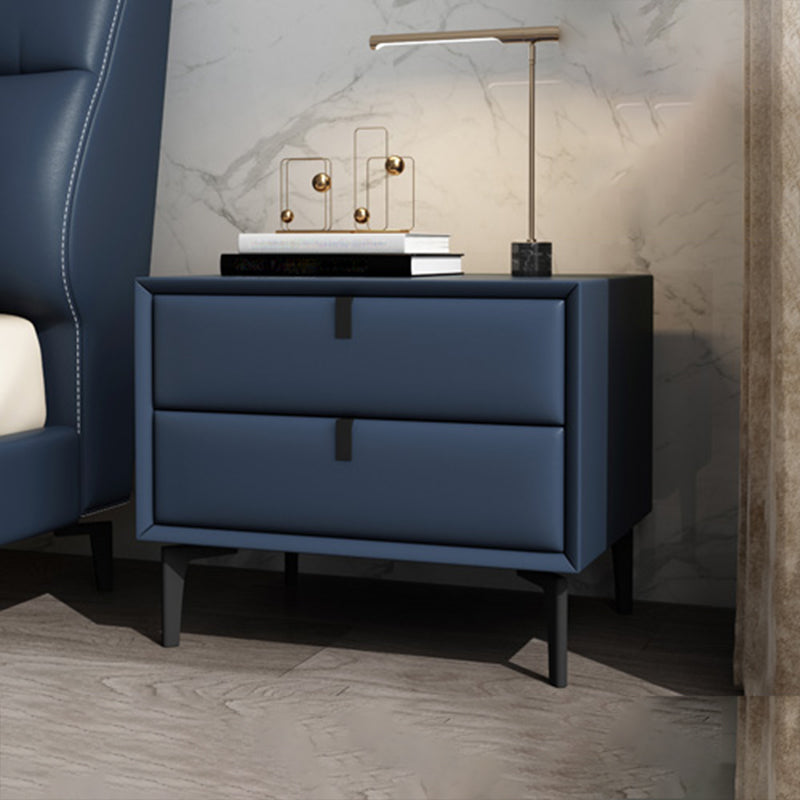 Comodino in legno o tavolo da fine, tavolo da notte alto 18,5 "con 4 gambe e 2 cassetti