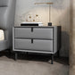 Comodino in legno o tavolo da fine, tavolo da notte alto 18,5 "con 4 gambe e 2 cassetti