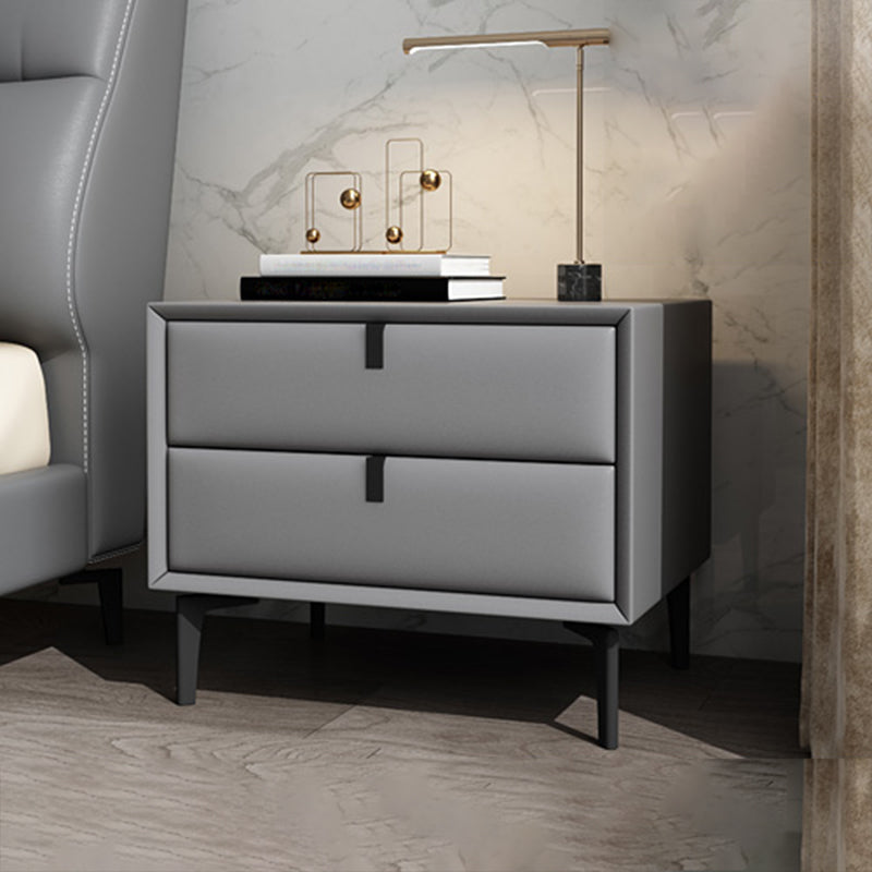 Comodino in legno o tavolo da fine, tavolo da notte alto 18,5 "con 4 gambe e 2 cassetti