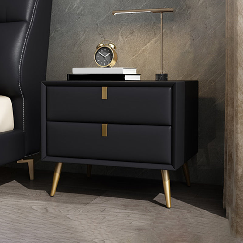 Table de chevet en bois ou table de fin, table de nuit de 18,5 "de haut avec 4 jambes et 2 tiroirs