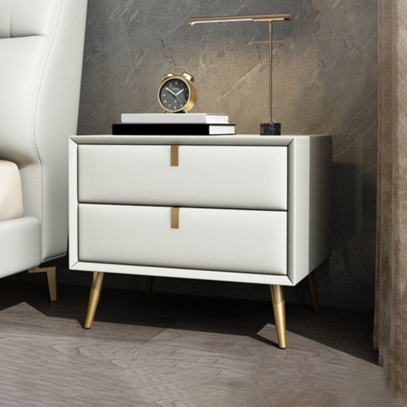 Table de chevet en bois ou table de fin, table de nuit de 18,5 "de haut avec 4 jambes et 2 tiroirs