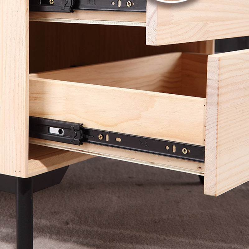 Table de chevet en bois ou table de fin, table de nuit de 18,5 "de haut avec 4 jambes et 2 tiroirs