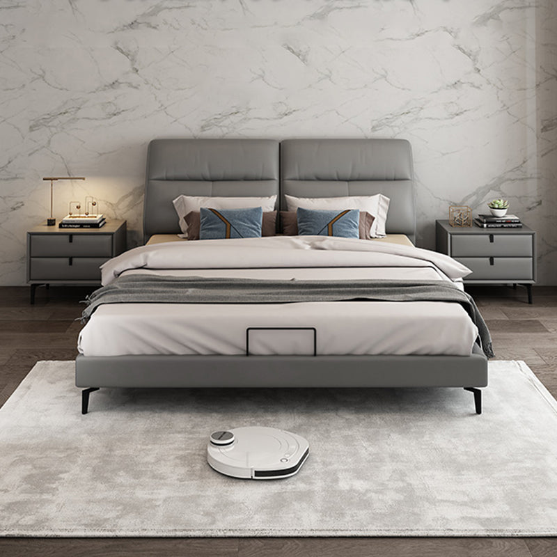 木製のナイトスタンドまたはエンドテーブル、18.5 "4本の脚と2つの引き出しが付いた背の高いナイトテーブル