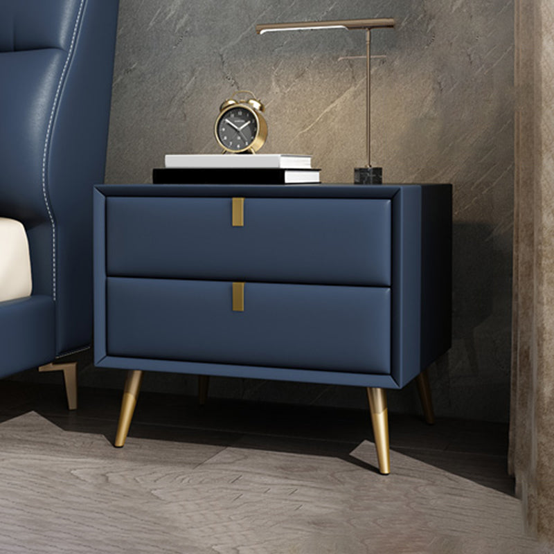 木製のナイトスタンドまたはエンドテーブル、18.5 "4本の脚と2つの引き出しが付いた背の高いナイトテーブル