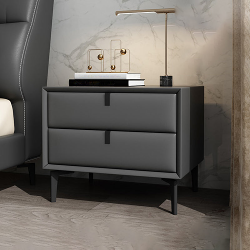 Comodino in legno o tavolo da fine, tavolo da notte alto 18,5 "con 4 gambe e 2 cassetti