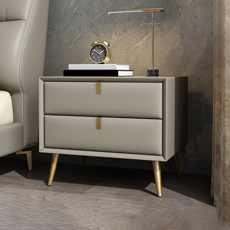 Table de chevet en bois ou table de fin, table de nuit de 18,5 "de haut avec 4 jambes et 2 tiroirs