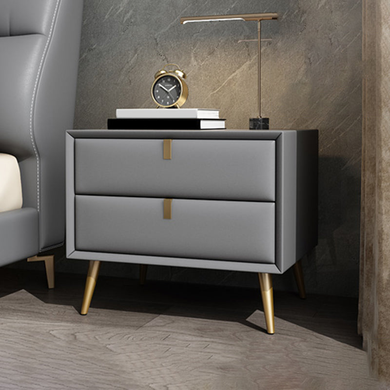 Comodino in legno o tavolo da fine, tavolo da notte alto 18,5 "con 4 gambe e 2 cassetti