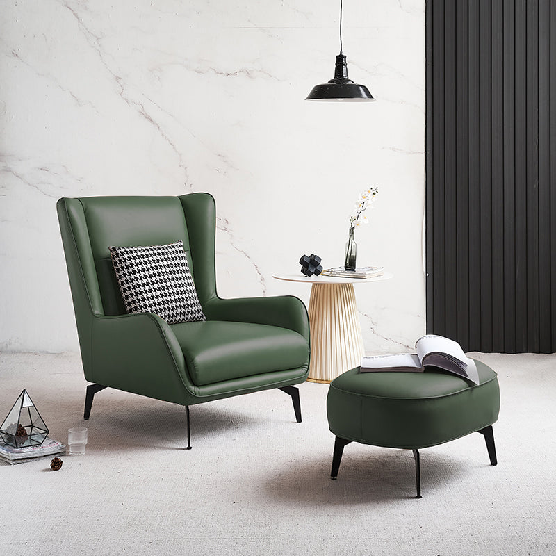 Echte lederen accentstoel 4 benen massieve kleurkamerstoel voor woonkamer