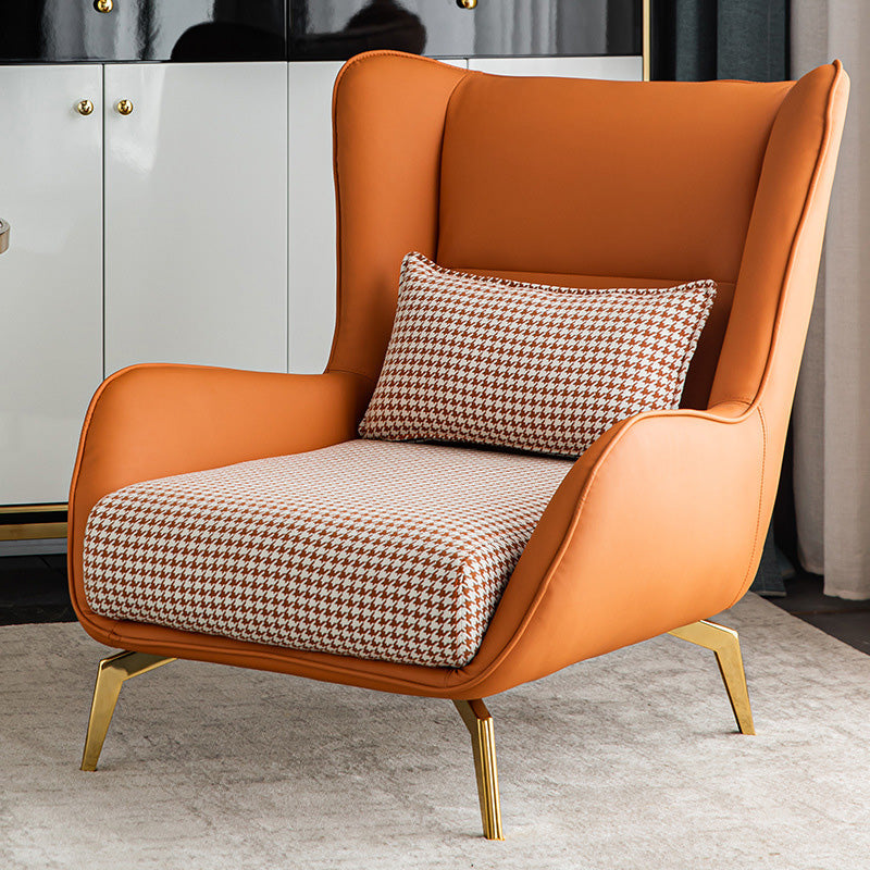 Chaise arrière d'oreiller avec des jambes de base dorées à quatre et bras évasés