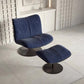Contemporary Swivel Accent Chair Suede Lounge Chair in 38"L x 34"W x 19"H Blue With Ottoman Clearhalo 'Accent Chairs' 'accent_chairs' 'Chairs & Seating' 'furn' 'furn_accent_chairs' 'Furniture' 'Living Room Furniture' 5218912