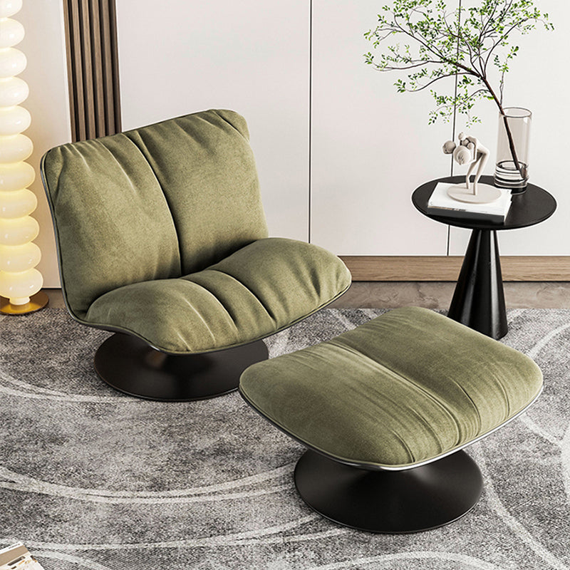 Contemporary Swivel Accent Chair Suede Lounge Chair in 38"L x 34"W x 19"H Green With Ottoman Clearhalo 'Accent Chairs' 'accent_chairs' 'Chairs & Seating' 'furn' 'furn_accent_chairs' 'Furniture' 'Living Room Furniture' 5218913