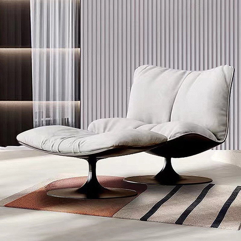 Contemporary Swivel Accent Chair Suede Lounge Chair in 38"L x 34"W x 19"H Gray With Ottoman Clearhalo 'Accent Chairs' 'accent_chairs' 'Chairs & Seating' 'furn' 'furn_accent_chairs' 'Furniture' 'Living Room Furniture' 5218925