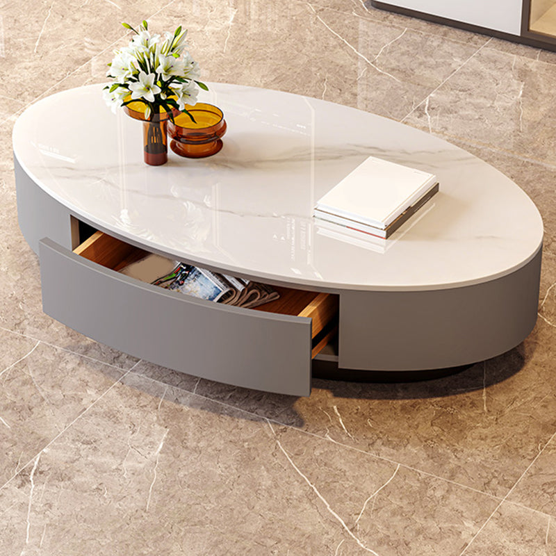 Ovale stenen salontafel 1 enkele cocktailtafel met 1 opberglade