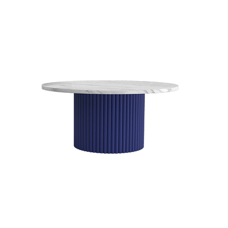 Glam Pedestal Coffee Table Wood Round Cocktail Table for Living Room 31.5"L x 31.5"W x 14.5"H Marble Blue Clearhalo 'Coffee & Accent Tables' 'Coffee Tables' 'coffee_tables' 'furn' 'furn_coffee_tables' 'Furniture' 'Living Room Furniture' 5219077