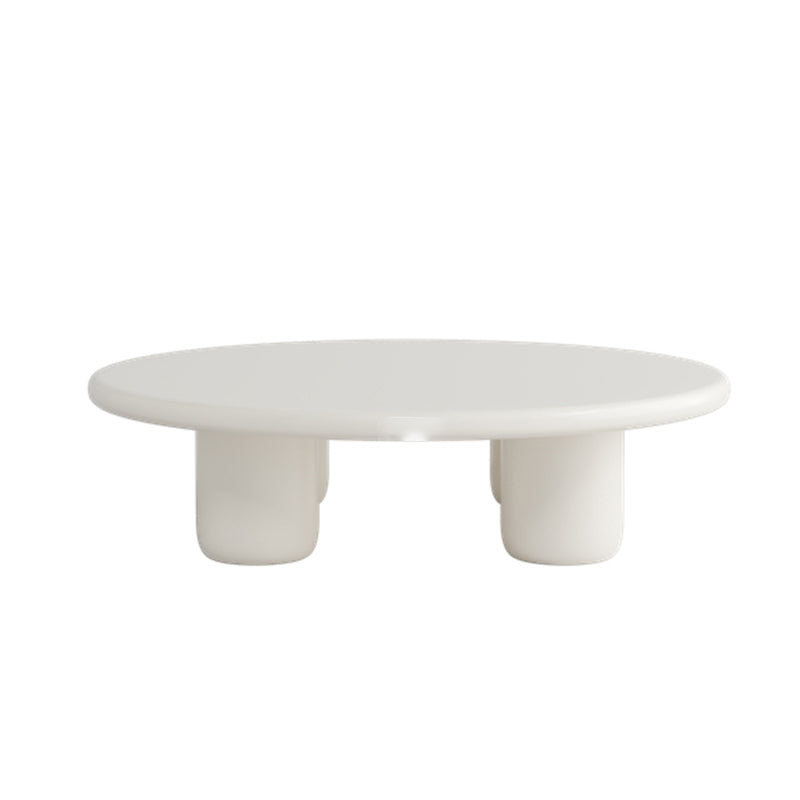 Scandinavian 4 Legs Coffee Table Round 1 Single Cocktail Table 47"L x 47"W x 14"H Off-White Clearhalo 'Coffee & Accent Tables' 'Coffee Tables' 'coffee_tables' 'furn' 'furn_coffee_tables' 'Furniture' 'Living Room Furniture' 5219094